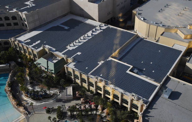 Hotel with rooftop solar panels